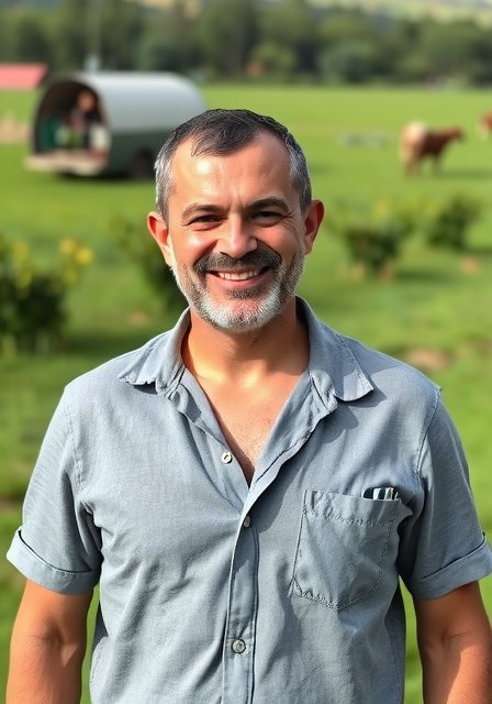 Retrato del fundador de Playqubi en el campo