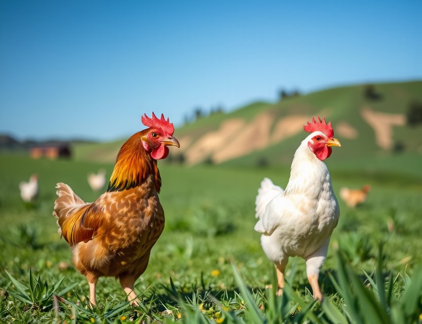 Pollos pastando libremente en la granja Playqubi, destacando el bienestar animal pollos y prácticas éticas en Chiclana