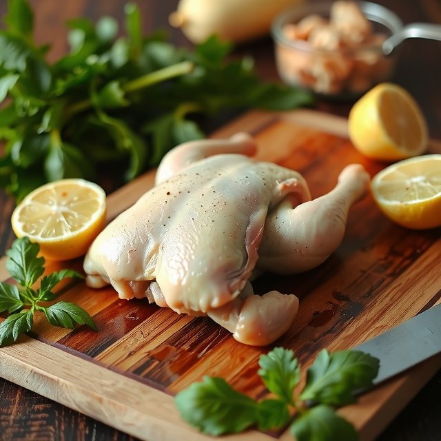 Pollo entero fresco de Playqubi, ejemplo de productos de granja directos y carne de pollo local Cádiz